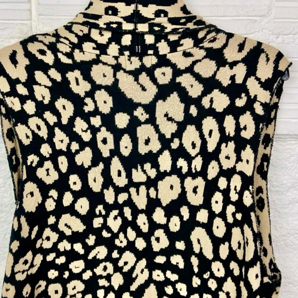Ruby Rd. Animal Print Long Sleeveless Cardigan Sweater - Picture 4 of 5